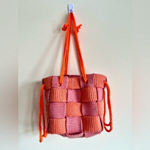 Handcrafted Pink and Orange Woven Bag